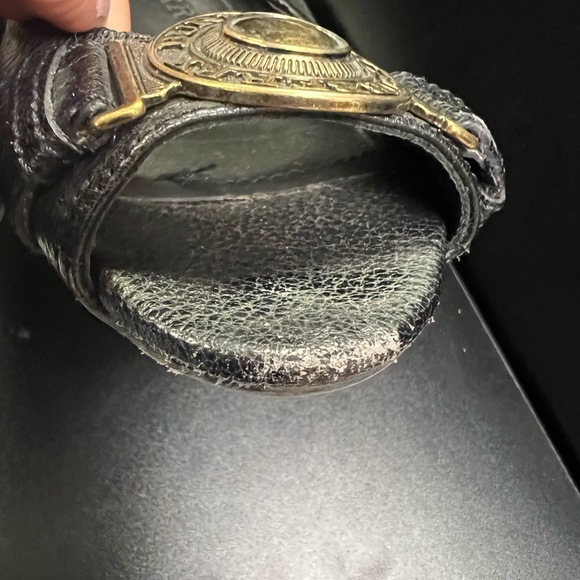 BURBERRY LEATHER WOMANS BLACK FLAT BALLERINA SHOES Peekaboo Toe SIZE 40 Sz 10 - Picture 5 of 8